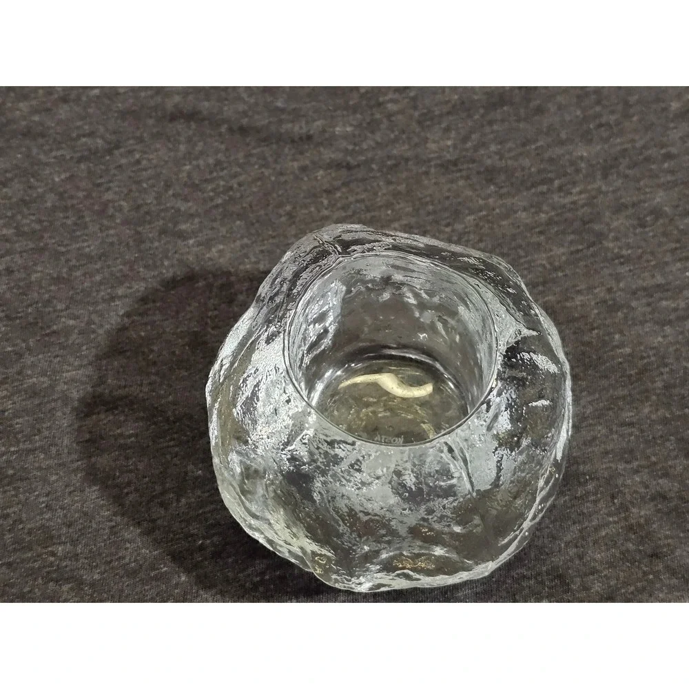 Kosta Boda Snowball Crystal Votive Candle Holder Ann Wolff Swedish Art Glass 3in